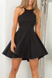 Classy Simple Backless A-line Black Short Homecoming Dresses - Bohogown