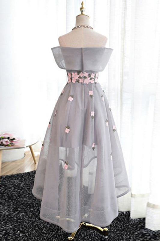 Elegant Pretty Gray High Low Homecoming Dress Cocktail Dress – Bohogown