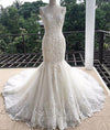 Gorgeous Mermaid Sweetheart Sleeveless Lace Tulle Long Wedding Dress Lace Bridal Dress N384