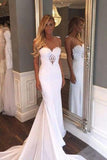 Mermaid Sexy Sheer Neck Wedding Dress With Lace Unique Ivory Bridal Dress N936