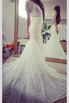 Deep V Neck Sleeveless Mermaid Lace Wedding Gown With Deep V Back Long Lace Bridal Dress N1088