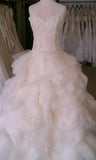 Gorgeous Ivory Sweetheart Sweep Train Layers Ruffles Wedding Dress Princess Bridal Dress N478