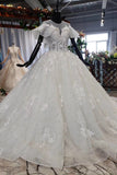 Gorgeous Ball Gown Big Wedding Dress Princess Bridal Dress With Sleeves N1969