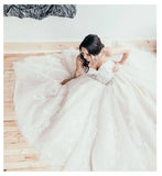 Floor Length Sweetheart Tulle Wedding Dress With Lace Appliques, Long Prom Dress N1581