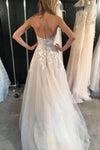 Sexy Ivory Strapless Tulle Long Beach Wedding Dress With Lace Appliques N2402