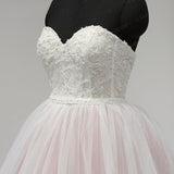 Light Pink Strapless Sweetheart Charming Affordable Layers Long Prom Dress Ball Gown N473