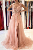 Sweetheart Pink A line Tulle Formal Evening Dress Long Prom Dress