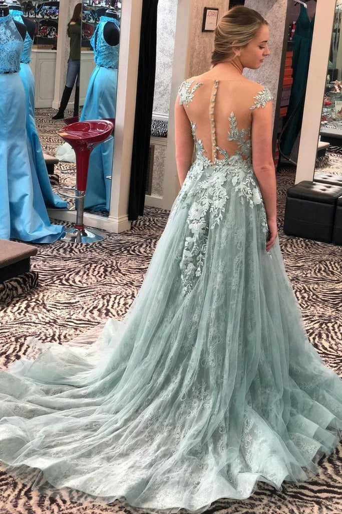 Lace Cap Sleeve Prom Dress with Beaded Waist | David's Bridal