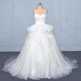 Gorgeous Ivory Ball Gown Sweetheart Sweep Train Tulle Wedding Dress N2350