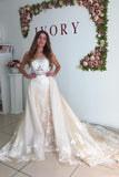 Gorgeous Wedding Dress With Lace Long Wedding Dress With Detachable Train N1587