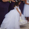 White Off-the-shoulder Ball Gown Flower Girl Dress,Floor Length Girls First Communion Dress,F004