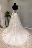 Simple A-line Spaghetti Strap Wedding Dress With Appliques N1639