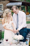 Boho Off the Shoulder Chiffon Bridal Dress With Beading Belt, Flowy Wedding Dress N1290