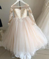 Gorgeous Long Sleeveless Appliqued Tulle Long Flower Girl Dress With Bow F038