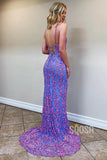 V-Neck Spaghetti Straps Mermaid Formal Evening Dress Long Prom Dress