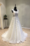 Cheap A Line Lace Beach Wedding Dress With Appliques, New Sleeveless Bridal Dress N1636
