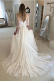 Simple Unique Elegant Chiffon Beach Wedding Dress With Wrap Sleeves Bridal Dress N1769