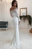 Mermaid Wedding Dress Long Sleeves Off the Shoulder Bridal Dress With Lace N1373