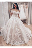 Ball Gown Off the Shoulder Wedding Dress With Lace Appliques, Gorgeous Bridal Dress N1812