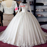 Vintage Long Sleeves Lace Ball Gown Bridal Gown Wedding Dress Princess Bridal Dress N1308