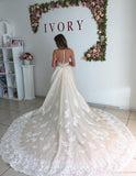Gorgeous Wedding Dress With Lace Long Wedding Dress With Detachable Train N1587