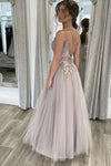 A line Lace Appliques A Line Tulle Long Floor Length Formal Evening Dress Prom Dress
