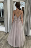 A line Lace Appliques A Line Tulle Long Floor Length Formal Evening Dress Prom Dress
