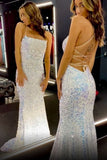 Sequin Glitter Mermaid Sparkly Long Backless Evening Gown Party Dress Prom Dress