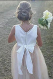 Ankle-Length Sleeveless Tulle Flower Girl Dress, A Line Stunning Flower Girl Dress F072