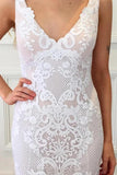 Sexy Mermaid Lace Beach Wedding Dress, Boho Backless Long Wedding Gown N2595