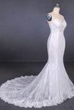 Spaghetti Straps Mermaid Bridal Dress With Appliques Lace Beach Wedding Dress N2295