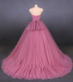 Strapless Ball Gown Wedding Dress, Gorgeous Tulle Bridal Dress With Lace N2298