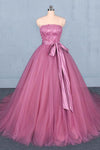 Strapless Ball Gown Wedding Dresses, Gorgeous Tulle Bridal Dress with Lace N2298