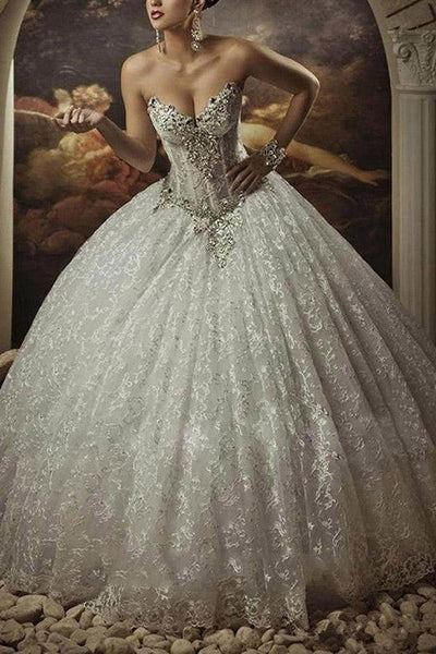 Gorgeous Lace Wedding Dress With Half Sleeves, Ball Gown Long Wedding –  Bohogown