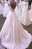 Elegant Lace Bridal Dress White Long Backless Lace Wedding Dress N932