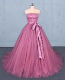 Strapless Ball Gown Wedding Dress Gorgeous Tulle Bridal Dress With Lace N2298