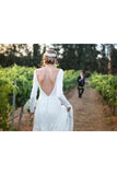 Long Sleeve Sheath Wedding Dress Simple Modest Long Country Wedding Dress N2258