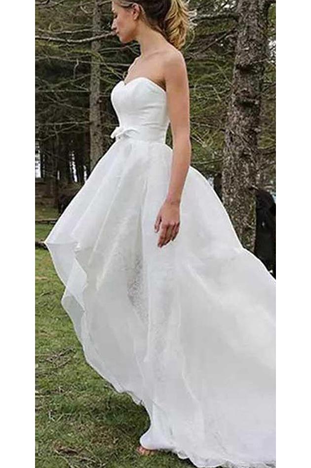 High Low Sweetheart Beach Wedding Dress With Bowknots N1782