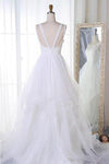 A Line Sleeveless Tulle Wedding Dress Cheap Beach Wedding Dress Bridal Dress N1010