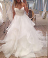 A Line Ivory Sweetheart Strapless Layered Tulle Long Beach Wedding Dress N625