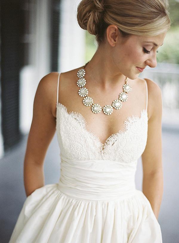 A-line V-neck Sleeveless Spaghetti Strap Lace Wedding Dress,Beach Wedding Gown,N462