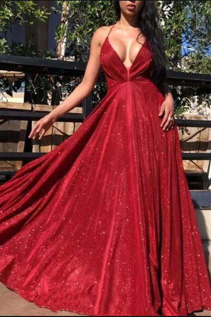 Shinning A Line Red Pageant Dance Dress Back To School Party Gown Long Prom Dress