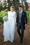 Long Sleeve Sheath Wedding Dress Simple Modest Long Country Wedding Dress N2258