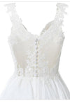 Straps V Neck Wedding Dress Illusion Chiffon Beach Wedding Gown, Cheap Bridal Dress