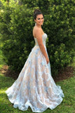 Floor Length Sweetheart Lace Wedding Dress, Long Sleeveless Bridal Dresses N1392