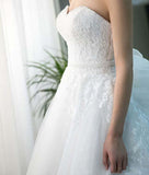 Gorgeous Princess Pink Sweetheart Court Train Wedding Dress With Lace and Tulle N660