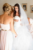 Ivory Sweetheart Long Tulle Wedding Dress With Ruffles Beach Wedding Dress N684