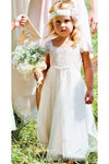 Glamorous Lace & Tulle Square Neckline Cap Sleeve A-line Flower Girl Dress F073