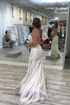 Mermaid V Neck Spaghetti Straps Backless Lace Wedding Dress with Train N2504