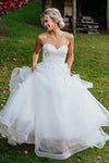 Charming Sweetheart Tulle Wedding Dresses, Puffy Backless Beach Wedding Gown N1771
